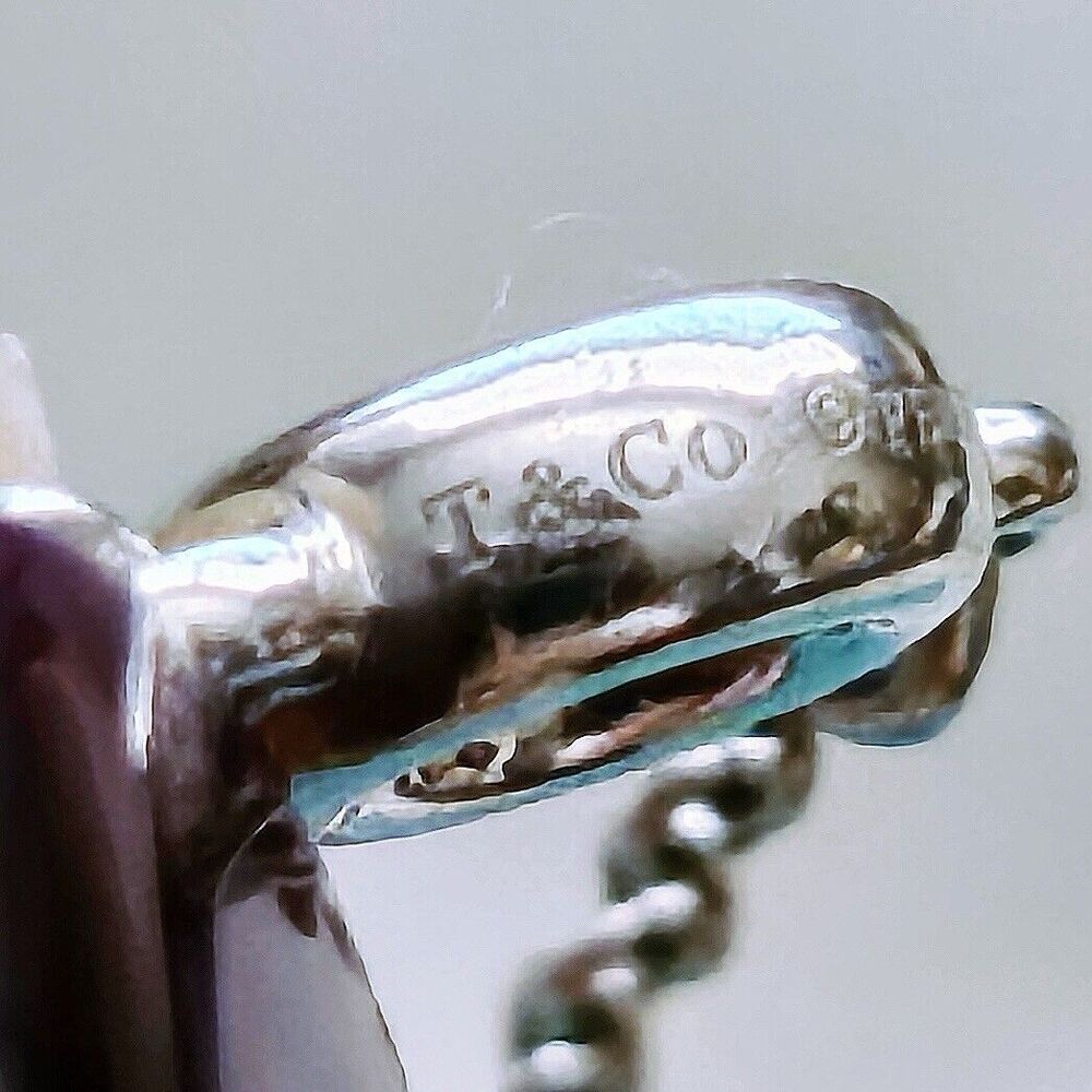 $1200++ Tiffany & Co. Elsa Peretti Platinum Diamond BTY Ring Chain .07 Carats - Picture 2 of 6